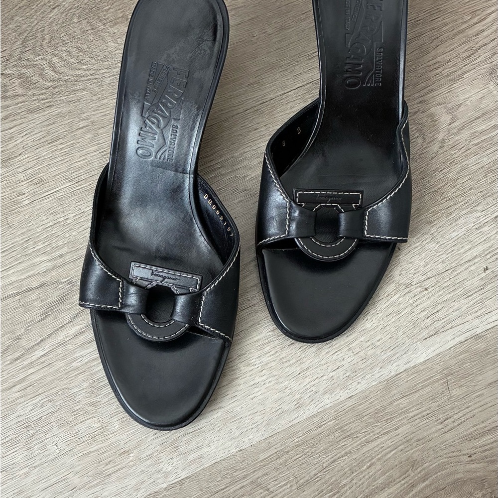 Salvatore Ferragamo Black Mules with Minimalist Design